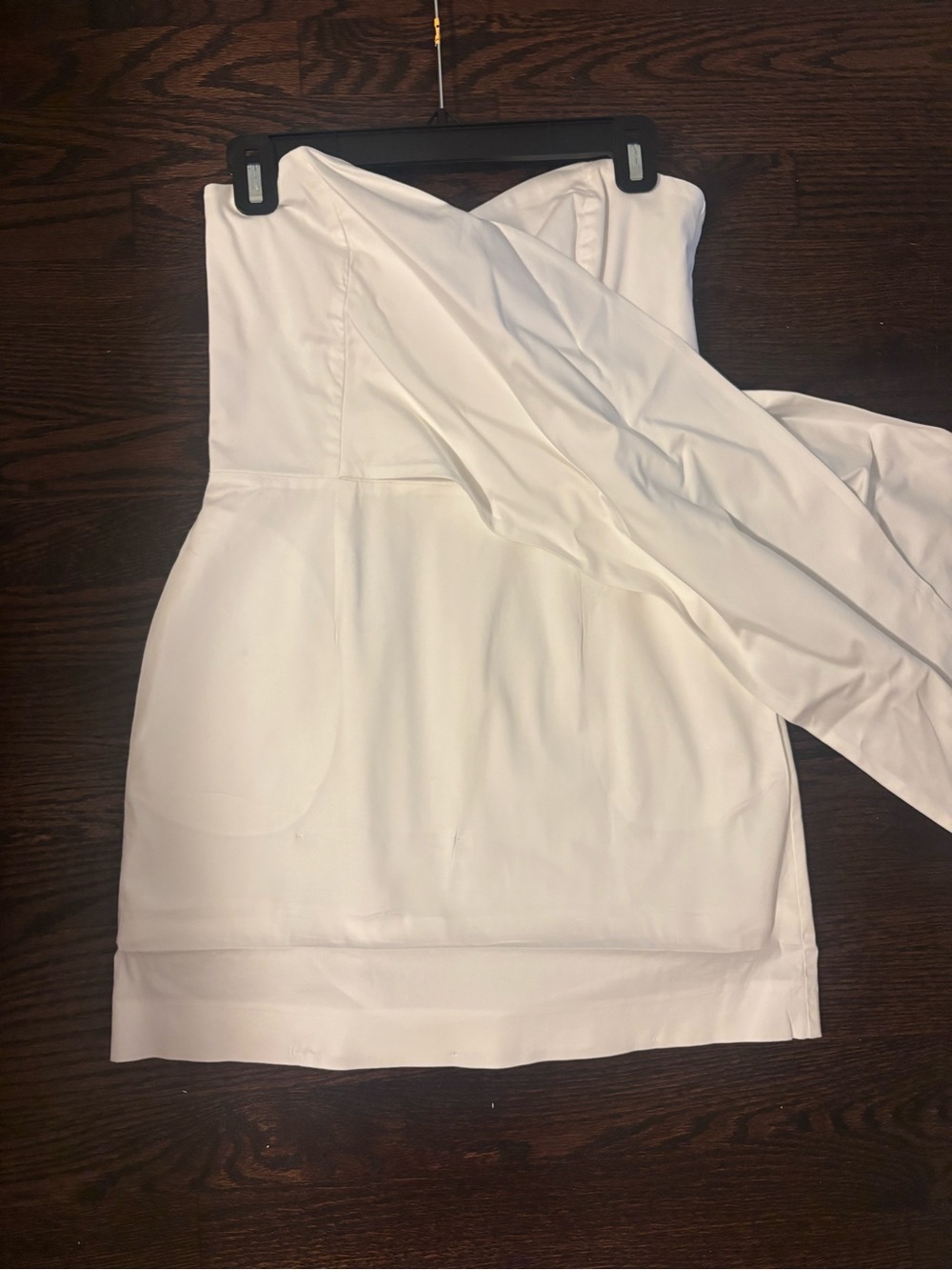 French Connection White Strapless Mini Dress with Draped Detail